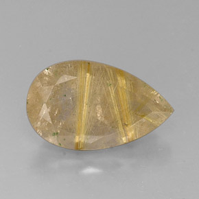 8.90 ct Yellow Rutile Quartz Gemstone, Rutile Quartz Gem in Pear Facet Shape for Sale.