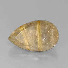 8.90 ct Yellow Rutile Quartz Stone, Natural Rutile Quartz in Pear Facet Shape for Sale