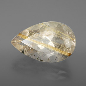 8.49 ct Yellow Rutile Quartz Stone, Natural Rutile Quartz in Pear Facet Shape for Sale