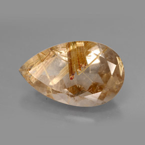 8.23 ct Yellow Rutile Quartz Gemstone, Rutile Quartz Gem in Pear Facet Shape for Sale.