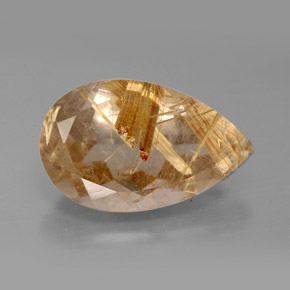 8.23 ct Yellow Rutile Quartz Stone, Natural Rutile Quartz in Pear Facet Shape for Sale