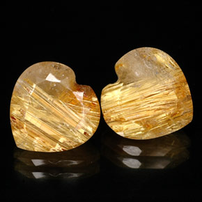 6.07 ct Yellow Rutile Quartz Gemstone, Rutile Quartz Gem in Heart Concave Cut Shape for Sale.