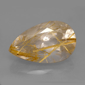 9.12 ct Yellow Rutile Quartz Gemstone, Rutile Quartz Gem in Pear Facet Shape for Sale.