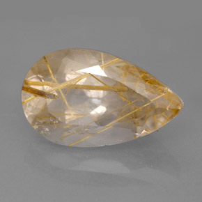 9.12 ct Yellow Rutile Quartz Stone, Natural Rutile Quartz in Pear Facet Shape for Sale