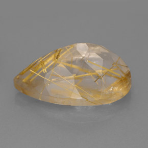 Rutile Quartz Gemstone in 18 x 10.9 mm Size for Sale, Rutile Quartz Stone in Colorless Golden Color