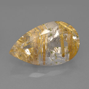 8.62 ct Yellow Rutile Quartz Stone, Natural Rutile Quartz in Pear Facet Shape for Sale