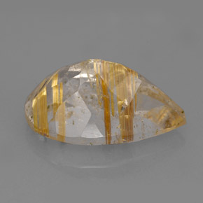 Rutile Quartz Gemstone in 18 x 10.9 mm Size for Sale, Rutile Quartz Stone in Colorless Golden Color