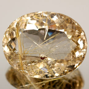 8.47 ct Yellow Rutile Quartz Gemstone, Rutile Quartz Gem in Oval Facet Shape for Sale.