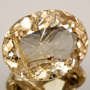8.47 ct Yellow Rutile Quartz Stone, Natural Rutile Quartz in Oval Facet Shape for Sale