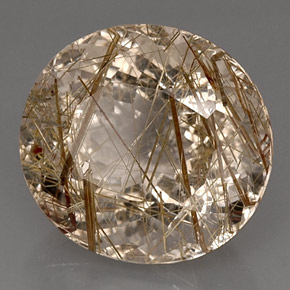 16.59 ct Yellow Rutile Quartz Stone, Natural Rutile Quartz in Oval Facet Shape for Sale