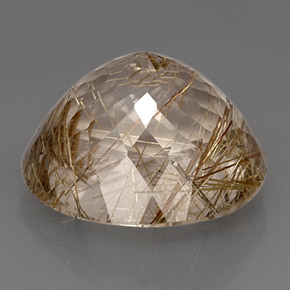 Rutile Quartz Gemstone in 17.2 x 16 mm Size for Sale, Rutile Quartz Stone in Colorless Golden Color