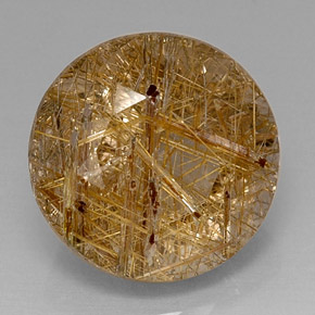 16.80 ct Yellow Rutile Quartz Gemstone, Rutile Quartz Gem in Round Facet Shape for Sale.