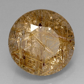 16.80 ct Yellow Rutile Quartz Stone, Natural Rutile Quartz in Round Facet Shape for Sale