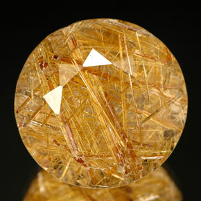 18.59 ct Yellow Rutile Quartz Gemstone, Rutile Quartz Gem in Round Facet Shape for Sale.