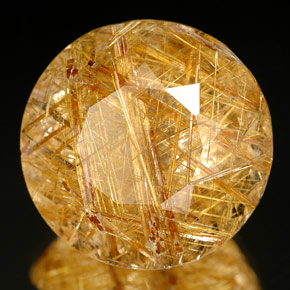 18.59 ct Yellow Rutile Quartz Stone, Natural Rutile Quartz in Round Facet Shape for Sale