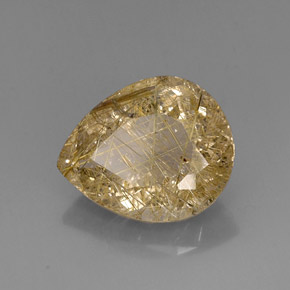 16.38 ct Yellow Rutile Quartz Stone, Natural Rutile Quartz in Pear Facet Shape for Sale