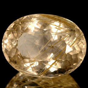 15.46 ct Yellow Rutile Quartz Stone, Natural Rutile Quartz in Oval Facet Shape for Sale