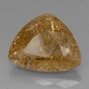 21.78 ct Yellow Rutile Quartz Stone, Natural Rutile Quartz in Trillion Facet Shape for Sale