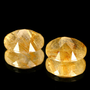 Rutile Quartz Gemstone in 10 x 8 mm (calibrated) Size for Sale, Rutile Quartz Stone in Colorless Golden Color
