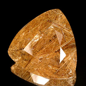 41.54 ct Yellow Rutile Quartz Gemstone, Rutile Quartz Gem in Trillion Facet Shape for Sale.