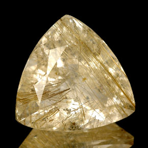 6.72 ct Yellow Rutile Quartz Gemstone, Rutile Quartz Gem in Trillion Facet Shape for Sale.