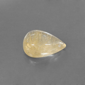 6.78 ct Yellow Rutile Quartz Gemstone, Rutile Quartz Gem in Pear Cabochon Shape for Sale.