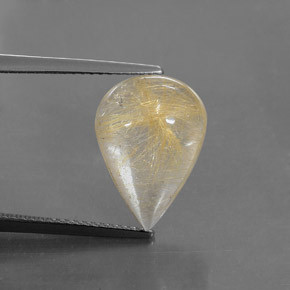 6.78 ct Yellow Rutile Quartz Stone, Natural Rutile Quartz in Pear Cabochon Shape for Sale
