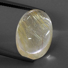 19.39 ct Yellow Rutile Quartz Gemstone, Rutile Quartz Gem in Oval Cabochon Shape for Sale.