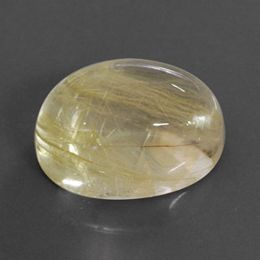 19.39 ct Yellow Rutile Quartz Stone, Natural Rutile Quartz in Oval Cabochon Shape for Sale