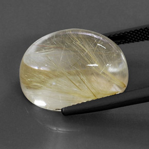 Rutile Quartz Gemstone in 18 x 13 mm (calibrated) Size for Sale, Rutile Quartz Stone in Colorless Golden Color