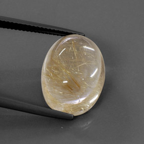 14.22 ct Yellow Rutile Quartz Gemstone, Rutile Quartz Gem in Oval Cabochon Shape for Sale.