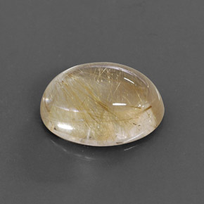 14.22 ct Yellow Rutile Quartz Stone, Natural Rutile Quartz in Oval Cabochon Shape for Sale