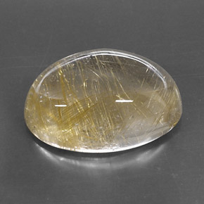 13.78 ct Yellow Rutile Quartz Stone, Natural Rutile Quartz in Oval Cabochon Shape for Sale