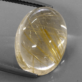 14.80 ct Yellow Rutile Quartz Gemstone, Rutile Quartz Gem in Oval Cabochon Shape for Sale.