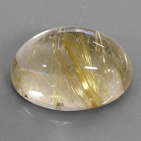 14.80 ct Yellow Rutile Quartz Stone, Natural Rutile Quartz in Oval Cabochon Shape for Sale