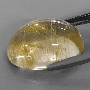 Rutile Quartz Gemstone in 18 x 13 mm (calibrated) Size for Sale, Rutile Quartz Stone in Colorless Golden Color