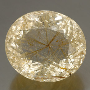 52.32 ct Yellow Rutile Quartz Gemstone, Rutile Quartz Gem in Oval Facet Shape for Sale.
