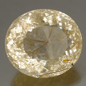 52.32 ct Yellow Rutile Quartz Stone, Natural Rutile Quartz in Oval Facet Shape for Sale