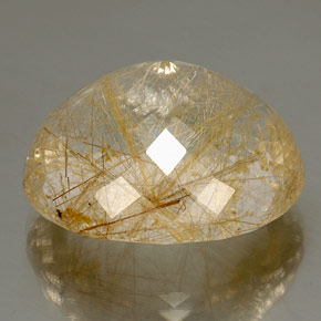 Rutile Quartz Gemstone in 26.2 x 23 mm Size for Sale, Rutile Quartz Stone in Colorless Golden Color