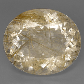 31.67 ct Yellow Rutile Quartz Gemstone, Rutile Quartz Gem in Oval Facet Shape for Sale.
