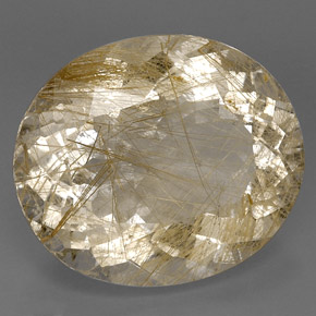 31.67 ct Yellow Rutile Quartz Stone, Natural Rutile Quartz in Oval Facet Shape for Sale