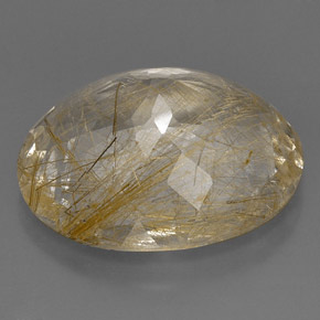 Rutile Quartz Gemstone in 24.5 x 21 mm Size for Sale, Rutile Quartz Stone in Colorless Golden Color