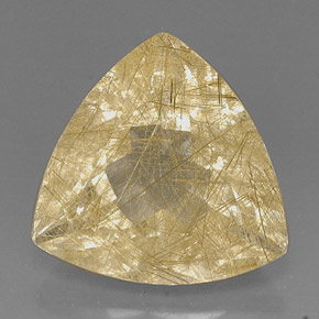 18.96 ct Yellow Rutile Quartz Gemstone, Rutile Quartz Gem in Trillion Facet Shape for Sale.
