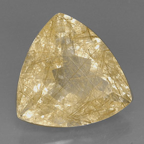 18.96 ct Yellow Rutile Quartz Stone, Natural Rutile Quartz in Trillion Facet Shape for Sale