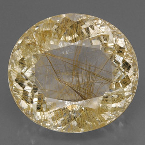 30.51 ct Yellow Rutile Quartz Gemstone, Rutile Quartz Gem in Oval Facet Shape for Sale.