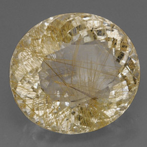30.51 ct Yellow Rutile Quartz Stone, Natural Rutile Quartz in Oval Facet Shape for Sale