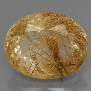 18.07 ct Yellow Rutile Quartz Gemstone, Rutile Quartz Gem in Oval Facet Shape for Sale.
