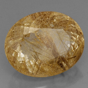 18.07 ct Yellow Rutile Quartz Stone, Natural Rutile Quartz in Oval Facet Shape for Sale