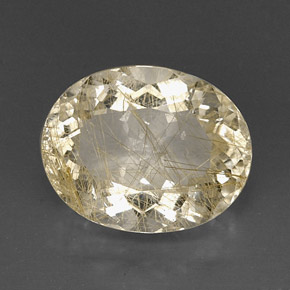 12.32 ct Yellow Rutile Quartz Gemstone, Rutile Quartz Gem in Oval Facet Shape for Sale.