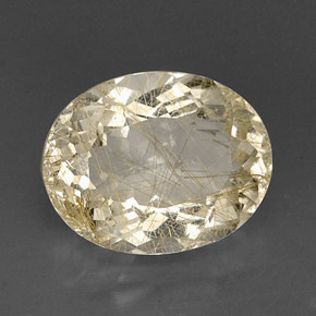 12.32 ct Yellow Rutile Quartz Stone, Natural Rutile Quartz in Oval Facet Shape for Sale